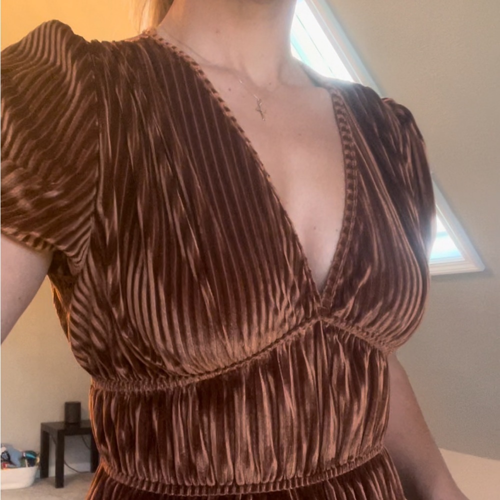 Rust Orange Velvet Autumn Dress NWOT